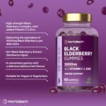 Black Elderberry Gummies 5000mg with Vitamin C & Zinc | High Strength Elderberry Fruit Extract | 60 Vegan Blackcurrant Flavoured Gummies | Suitable for Men & Women | Tablet Alternative | by Horbaach - Image 3