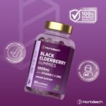Black Elderberry Gummies 5000mg with Vitamin C & Zinc | High Strength Elderberry Fruit Extract | 60 Vegan Blackcurrant Flavoured Gummies | Suitable for Men & Women | Tablet Alternative | by Horbaach - Image 6