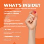 Probiotic Gummies - Women’s Bio Culture for Intimate Flora, Gut Health & pH Balance – 10 Billion CFU Pro & Prebiotics - with Cranberry Extract, Calcium & Fibre - Vegan, Sugar-Free - 1 Month Supply - Image 4