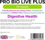 Lindens - Pro Bio Live Plus Dietary Fibre - 90 Capsules - UK Made - Lactobacillus Acidophilus, 1.5 Billion CFU with Psyllium Husk & Inulin, Healthy Digestion - Letterbox Friendly, Vegan - Image 3
