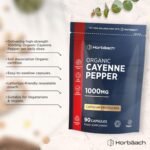 Organic Cayenne Pepper 1000mg | 90 Capsules | Capsicum Frutescens Powder | Suitable for Vegans & Vegetarians | by Horbaach - Image 3