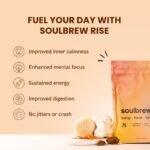 SoulBrew Rise Mushroom Coffee Alternative - with Lion's Mane, Cordyceps, Chaga, Maca, Ashwagandha & Cacao – Gut Friendly Nootropic Superfood for Energy & Focus - Vegan - 30 Servings - Image 3