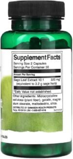 Swanson - Sage Extract, 160mg | Memory and Cognitive Support - 100 Capsules - Image 3