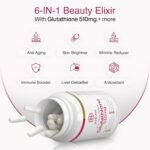 6in1 Beauty Elixir with L-Glutathione 510mg, NAC 102mg, Hyaluronic Acid 150mg Glutathione Supplement with 4X Absorption - Immune and Liver Support, Powerful Antioxidant for Skin - 60 Capsules - Image 3