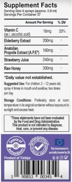 Bee and You Kids Throat Spray | Immune Support Supplement, Elderberry, Raw Honey, Propolis Extract, Vitamin C, Strawberry Juice, Antioxidants, Sore Throat Relief | 1 fl. Oz - Image 3