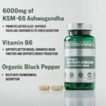 Ashwagandha High Strength 6000mg KSM 66 Organic Premium Capsules Plus Vitamin B6 & Black Pepper, Supports Sleep, Anxiety, Cortisol Levels, Boots Mood & Energy (2 Month Supply) Made in UK - Image 3
