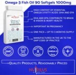 Omega-3 Fish Oil 90 Softgel Capsules 1000mg - High Strength Omega 3 - Brain & Vision & Heart Health - UK Made Supplement - Image 3