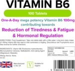 Lindens - Vitamin B6 100mg Tablets - 100 Pack - Ultra-Potent 7000% Nrv Contributes to Healthy Metabolism, Reduction of Tiredness, Normal Immune & Nervous System Function - UK Made, Letterbox Friendly - Image 3