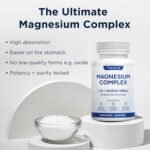 Magnesium Glycinate 4-in-1 Complex - Citrate, Malate & Taurate for Sleep, Tiredness, Muscles & Nervous System - 300mg Elemental Magnesium - High Strength, Chelated, Vegan - 120 Capsules - Made in UK - Image 3
