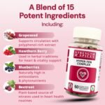 Strength & Spices Blood Pressure Aid, Immune System Booster Herbal Supplements, Blood Pressure Tablets with 15 Natural Ingredients Including Hawthorn Berry and Grape Seed, 1000 mg, 60 Capsules - Image 4