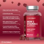 Iron Gummies with Vitamin C | High Strength 14mg Iron Supplement | 90 Vegan Gummies | Natural Cherry Flavour - Alternative to Tablets | for Men & Women | by Horbaach - Image 3