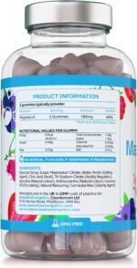 Magnesium Gummies, Providing 180mg Daily dose of Elemental Magnesium from Citrate - 60 Natural Berry Flavour Chewable Yummy Gummies for Better Sleep, Muscle and Nerve Support - UK Made - Image 3