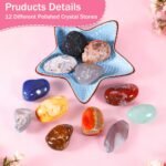 12PCS Healing Crystals Gemstones Set, 3-5CM Natural Polished Gem Stones, Lucky Pocket Stone for Yoga Balancing, Meditation, Reiki, Anxiety Stress Relief (A-12) - Image 3