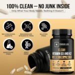 Clean Vitamin D3 K2 4000IU 200mcg – 120 Vegan Capsules, 4 Month Supply, High Strength Vitamin D & K2 MK7 for Bone, Heart & Immune Support – Additive Free, No Binders or Cracking Agents - Image 4