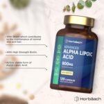Alpha Lipoic Acid 900mg | 120 High Strength ALA Capsules | Complex with 999ug of Biotin | by Horbaach - Image 3