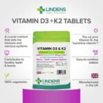 Lindens Vitamin D3 4000IU & MK7 K2 | 90 Tablets | UK Made | Immune Health, Bones, Teeth, Muscle, Blood Calcium Absorption | High Strength Vitamin D & K2 Supplement | 3 Months Supply | Vegetarian - Image 4