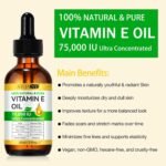 Vitamin E Oil 75,000 IU - Pure & Natural Skin & Hair Care, Moisturizing for Face, Body, Sars and Scalp 60 ML - Image 3