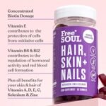 Free Soul Biotin Hair Supplement | Delicious Hair, Skin & Nails Gummies | Chewable Hair, Skin, and Nails Vitamins | Biotin with Vitamins B6, B12, Zinc, Selenium, E, A, C & D | 60 Gummies - Image 4