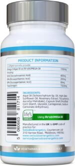 Vegan Omega 3 - Full Spectrum DHA, EPA & DPA - 90 Softgels of Life’s Omega Algal Oil - Ultimate Joint, Heart & Brain Health Supplement - Made in The UK - Image 3