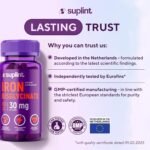 Iron Bisglycinate 30 mg – High Dose & Well Tolerated – High Absorption Iron Supplement – 120 Vegan Capsules – EU Lab Tested (1 Pack) - Image 3