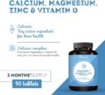 Calcium with Magnesium, Zinc & Vitamin D - 90 Tablets for 3 Months - Bone, Muscle & Immune Support - Energy & Metabolism Boost - Gluten & Lactose Free - High Strength Supplement - Vitavea - Image 3