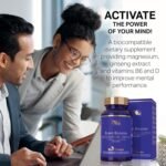 Blue Nature Brain Booster: Premium Cognitive Support - Magnesium, B6, Ginseng & Vitamin D Blend for Mental Clarity, Focus & Stress Relief- 40 Vegetarian Capsules - Image 6