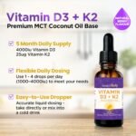 Vitamin D3 K2 Drops 4000iu Fast Absorbing MCT Oil for Immunity & Bones, 5-Month Supply High Strength Natural Berry Flavour Supplement for Adults & Kids 30ml - Image 3
