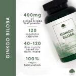 Ginkgo Biloba Capsules | 400mg of Ginkgo Biloba per Capsule | 120 Vegan Capsules | G&G Vitamins - Image 3