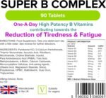 Lindens - Super B Complex Tablets - 90 Pack - UK Made - 3 Months Supply with a Full Spectrum of B Vitamins and Vitamin C - Reduces Tiredness and Fatigue - Letterbox Friendly, Vegan - Image 3