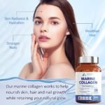 Marine Collagen Supplements for Women Men 2000mg 120 Capsules Hyaluronic Acid, Vitamin C & Ashwagandha, Hydrolysed Collagen Peptides Types I & III Collagen Complex for Skin Joints Hair - Image 3