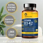 Vitamin D3 4000iu Plus Vitamin K2 100ug (MK7) 365 High Strength Vegetarian Tablets - 12 Months Supply - Easy to Swallow, for Immune System, Bone, Teeth and Muscle Function Support – Made in The UK - Image 3