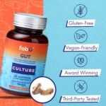 fabÜ Gut Culture - Supplements with 9 Culture Strains & Chaga Mushroom - Probiotics for Gut Health with 8 Billion CFUs & Inulin Prebiotic Fibre - Digestive Support, 60 Capsules - Image 3