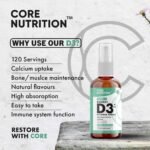 Core Vitamin D3 + K2 Spray | 2000iu (50mcg) Vitamin D3 + 25mcg Vitamin K2 (MK7) High Strength | 60ml for 120 Day Supply | 100% Vegan | Natural Orange Vitamin D Spray by Core Nutrition (Single Pack) - Image 3