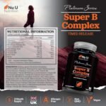 Super Vitamin B Complex - High Absorption Methylated B Vitamins with VIT C - 90 Timed Release Vegan Tablets - 3 Month Supply - B1, B2, B3, B5, B6, B8, B9 & B12 - Made in The UK - Nu U Nutrition - Image 3