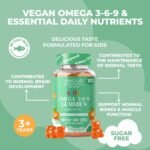 Kids Omega 3, 6 & 9 Gummies – Vegan, Sugar & Gluten-Free | Plant-Based Omega with 8 Essential Vitamins | Chewable Multivitamin for Kids, Tasty Alternative to Fish Oil | 1 Month Supply - Image 3