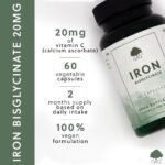 Iron Bisglycinate 20mg - Chelated for Better Absorption - with Vitamin C - 60 Vegan Capsules - Non-GMO, Made in The UK by G&G Vitamins - Image 3