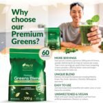 Premium Greens Powder | 300g - 32 Active Ingredients - 60 Servings - Ashwagandha KSM-66®, Matcha, Digestive Enzymes, Probiotics and Electrolytes - Unflavoured, Unsweetened, Vegan - Nu U Nutrition - Image 4