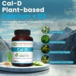 Pure Nutrition Cal D - Plant Based Calcium with VIT D3 K2 & Magnesium | 120 Tabs | 500mg Vegan Calcium per Serving | Supplement for Bone Health - Image 3