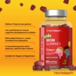 Iron Gummies for Kids with Vitamin C | 60 Count (2 Months Supply) | Cherry Flavoured Tablet Alternative for Kids 4+ | 7mg of Iron with 20mg of Vitamin C for Absorption | Energy Support | by Horbaach - Image 3