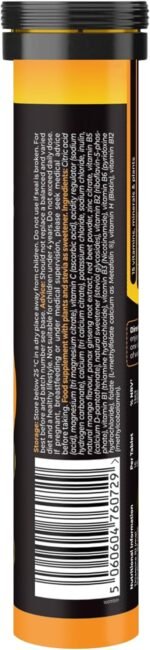 Tonic Health Energy and Hydration Tablets - 15 Vitamins, Minerals, Plants with Panax Ginseng, No Sugar Effervescent Multivitamins - Rehydration Electrolytes Tablets, Mango 20 Count - Image 5