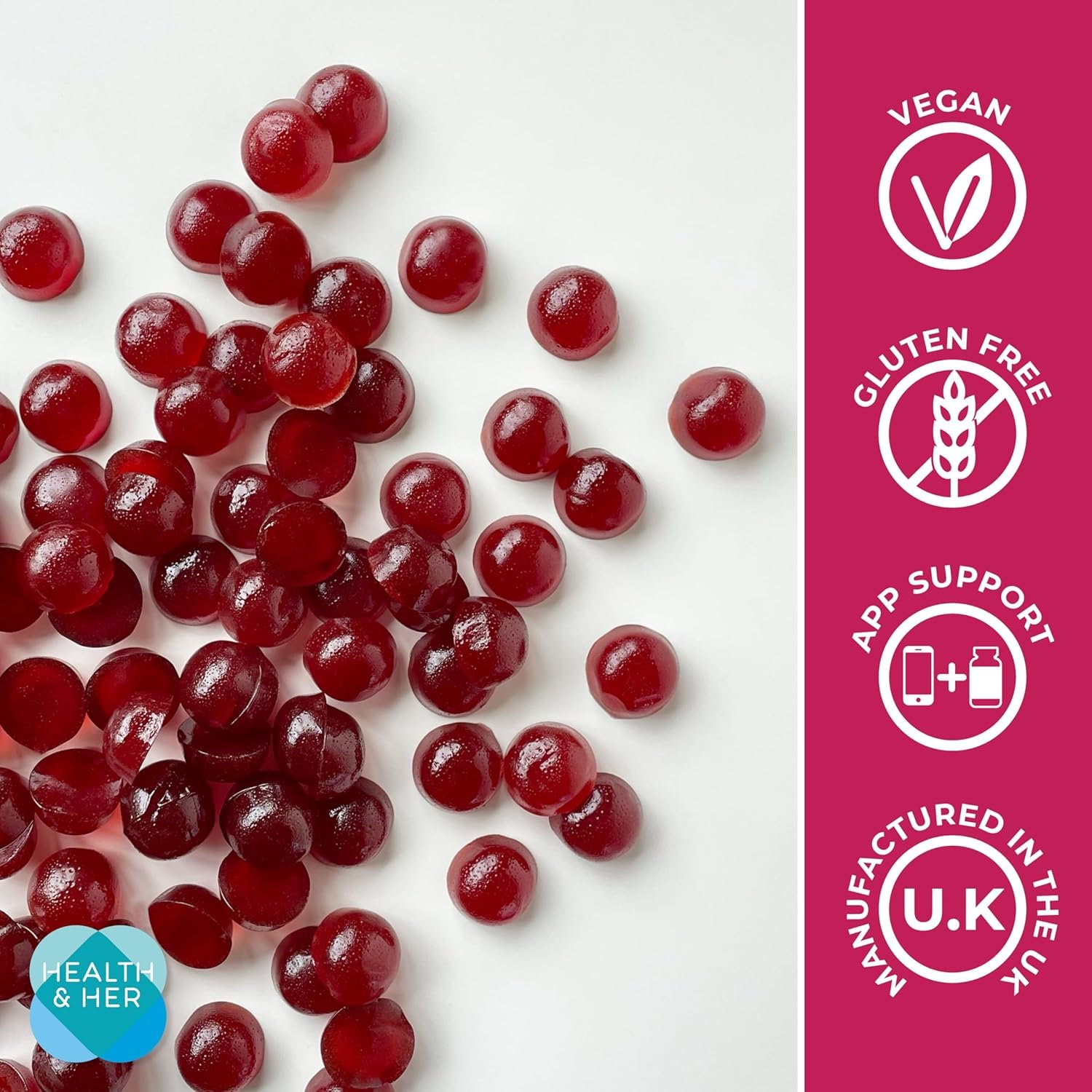 Health & Her Perimenopause Multi Nutrient Gummies for Women - Raspberry Flavoured - Support for Wellbeing During Perimenopause - (The Early Stage of Menopause) - Image 6