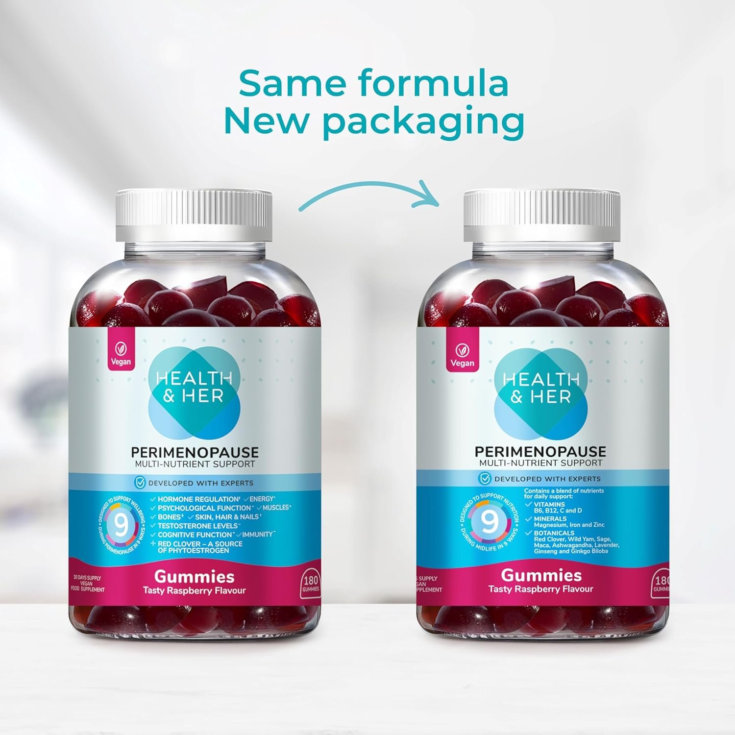 Health & Her Perimenopause Multi Nutrient Gummies for Women - Raspberry Flavoured - Support for Wellbeing During Perimenopause - (The Early Stage of Menopause) - Image 8