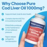 Pure Cod Liver Oil 1000mg | Supports Heart, Brain, Vision & Immune Health | Rich in Omega 3 Fatty Acids | 240mg of EPA and 270mg of DHA per Serving | 180 Capsules = 2 Months' Supply | Made in The UK - Image 3