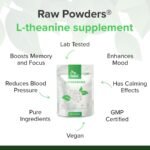 L-Theanine 200mg, 120 Caps – Relaxation & Focus Support – Pure Ingredients, GMO & Gluten Free – GMP Certified Nootropic Supplement by Raw Powders - Image 4