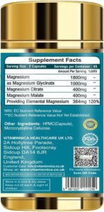 Vitaminnica Magnesium Glycinate 3-in-1 Complex- 90 Veg Capsules | Glycinate, Citrate & Malate- Triple High Absorption 384mg Elemental Vegan Supplement | Supports Muscle Relaxation and Stress - Image 4