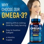 Omega 3 1000mg Capsules - 240 Fish Oil Tablets with 660mg EPA & 440mg DHA per Daily Serving - Supports Heart, Vision, & Brain Health - 4 Months Supply - Made in UK… - Image 4