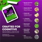 Calm Focus Supplement for Adults - Brain Supplements for Enhanced Focus & Cognitive Support | Brain Booster & Mood Supplement | 60 Caffeine-Free Capsules - Image 6