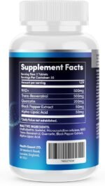 NAD+ Supplements UK, Superior 1300mg Antioxidant Blend, Max Absorption with Black Pepper Extract, Alpha-Lipoic Acid & Quercetin – Support Cellular Repair & Anti-Aging, (Not Capsules) – 60 Tablets - Image 4