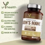 Lion's Mane Mushroom Supplement 2250mg - 180 Vegan Capsules with Added Vitamin B6 & B12, Supports Immune System & Promotes Digestive Health - 3 Months Supply - Made in The UK by YrHealth - Image 3