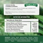 Ginkgo Biloba and Ginseng Tablets | 6000mg & 2000mg | High Strength Korean Ginseng | 60 Tablets | Vegan | Nature's Truth - Image 4
